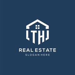 Letter TH logo for real estate with hexagon style