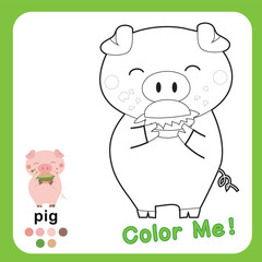 Kids coloring animal page for preschool. Educational printable worksheet. Motor skills for children.