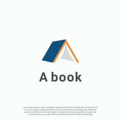 Combining Letter A and Book shape as a book logo design vector