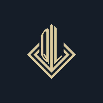 Initials QL logo rhombus lines shape style, luxury modern real estate logo design
