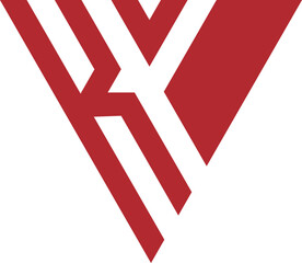 Letter K and v Logo Design Template Vector in a triangle red