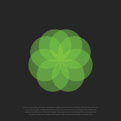 Cannabis or marijuana logo in abstract way, combined transparent rounded to make cannabis shape in the middle.