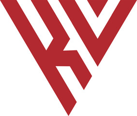 KV logo alphabet letter icon forming a triangle RED