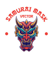 Samurai mask vector illustration design with funky colour