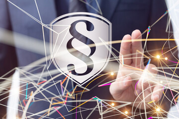 paragraph law sign digital in hand 3d