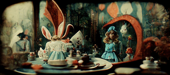 Alice in wonderland crazy and insane painting