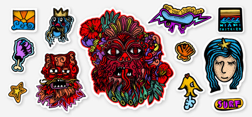 "Gods of the summer".Colored sticker pack