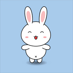 kawaii cute bunny vector design illustration line art