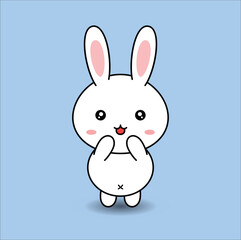 kawaii cute bunny vector design illustration line art