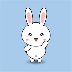 kawaii cute bunny vector design illustration line art