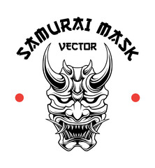 Vector silhouette samurai mask illustration design