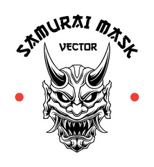 LIne art icon design samurai mask illustration