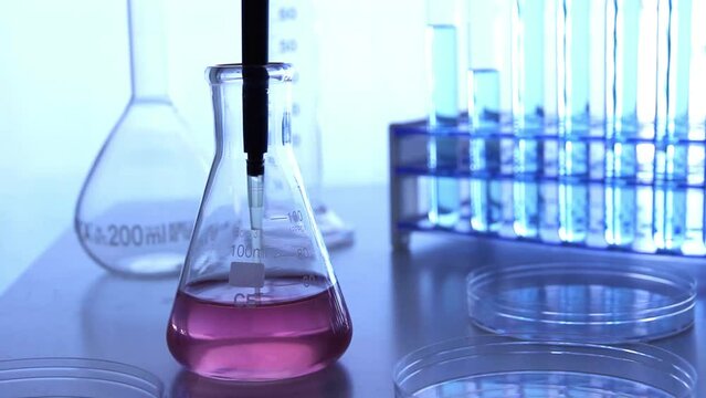 pipetta, beuta, analisi di laboratorio, chimica, test