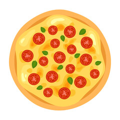 Margherita Pizza Vector Icon Illustration. Vector flat modern illustration of whole pizza