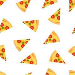 Seamless pattern of Margherita pizza. Margherita pizza modern background