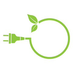 electrical plug and green leaves 