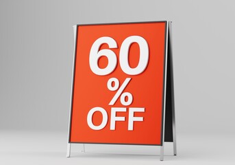 Sale discount set product emblem with percentage sell-off 3D illustration
