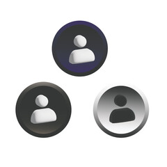 neumorphic white and black user icon buttons