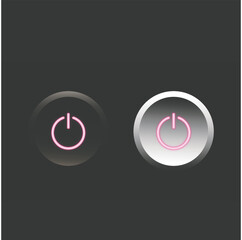 neumorphic neon power icon buttons