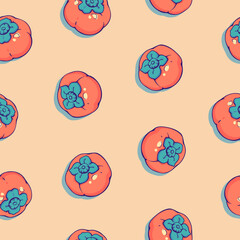 Modern trendy pattern with persimmon in cartoon style