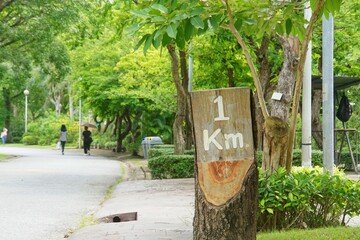 1 kilometer pillar in the park