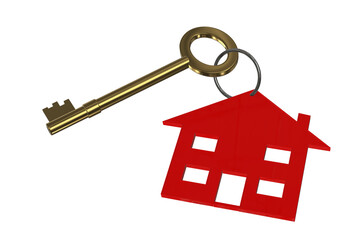 house keys key 3D rendered key ring with house new home mortgage concept