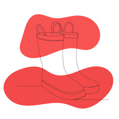 rubber boots drawing by one continuous line, vector