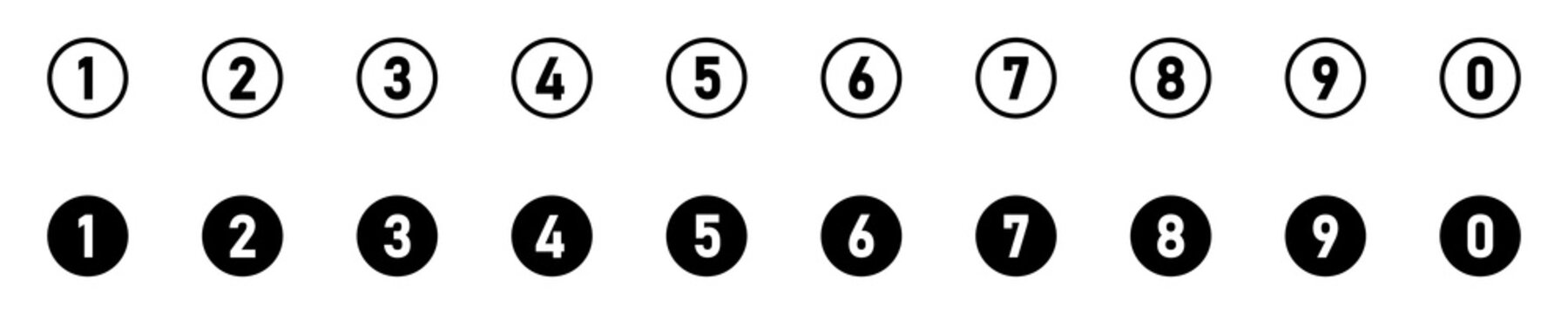 Button numbers. Number, from 1 to 9, flat design isolated vector. EPS 10