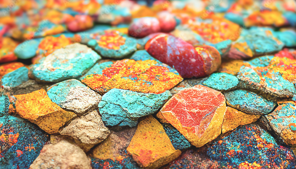 Poster 3d render abstract colorful stone texture background series design