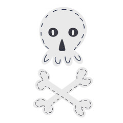 skull and bones in doodle style isolated, vector