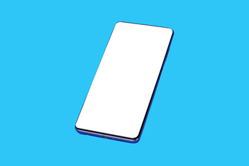 Transparent and cut path mobile mockup on blue background for business website design.