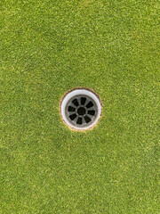Golf Hole without flag arial view 