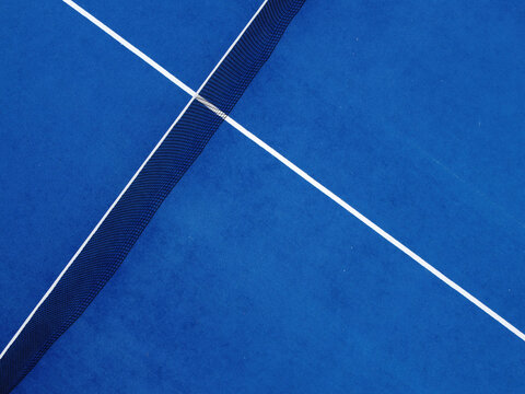 zenithal aerial view of a blue paddle tennis court © Vic