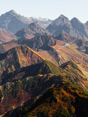 Brown autumn mountain peaks. Beautiful mountain landscape. freedom and beauty of nature. Autumn view of the Caucasus mountains in Russia