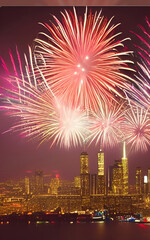 Fototapeta premium New Year's Eve New Year fireworks over the city