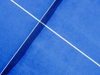 zenithal aerial view of a blue paddle tennis court, racket sports courts