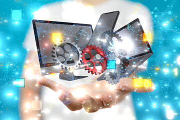 gear Technology background. Big data concept