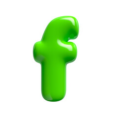 Green 3d font - lowercase isolated glossy 3d letter f
