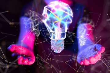 Neural network 3D illustration. Big data and cybersecurity