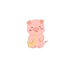 pig animals playing music instruments