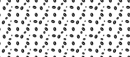 black white coffee beans seamless pattern