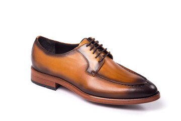 perfect man leather shoes on white background