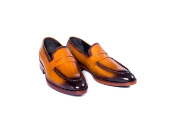 Brown shoes  isolated on white background.copy space