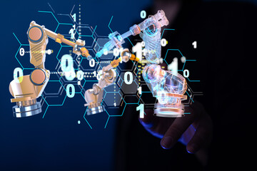 Neural network 3D illustration. Big data and cybersecurity