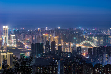 Fototapeta na wymiar Summer sunset dusk and night city scenery, Chongqing, China