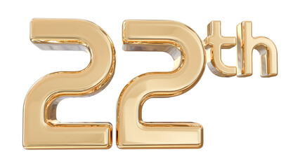 Obraz premium number 22th years anniversary gold 3d