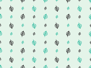 Leaf cartoon character seamless pattern on green background. Pixel style