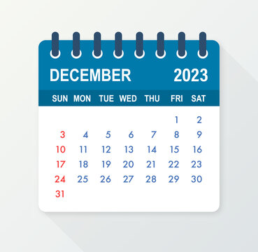 December 2023 Calendar Leaf. Calendar 2023 In Flat Style. Vector Illustration.