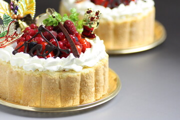 クリスマス仕様のシャルロットケーキ