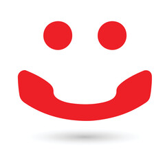 Telephone Handset and Smiling Face Logo Design